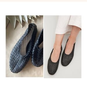 COS Braided Leather Ballet Black Flats Sz 41 US 10